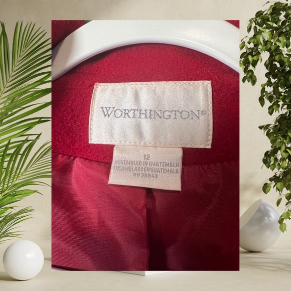 Worthington Red Wool-Blend Peacoat - Size 12 - Picture 3 of 3
